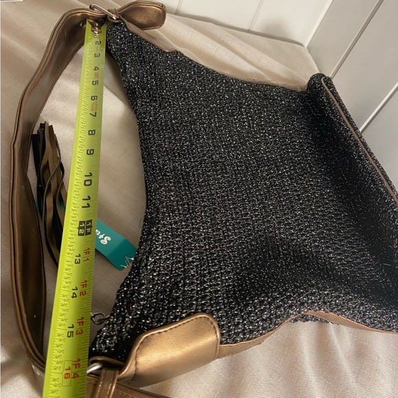 Studio 803 Black handbag crochet knit
metallic thread accent women’s purse Bag - Picture 4 of 14